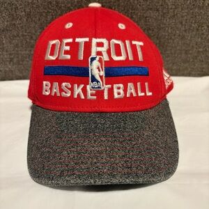 Adidas Detroit Pistons Basketball Youth Fitted Hat Red Blue Sports Fan One Size‎